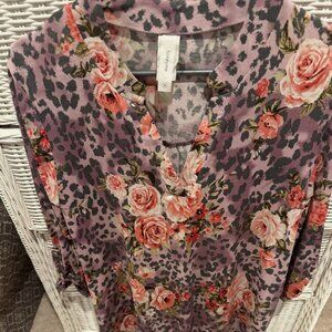Ladies Honeyme Gabby Top- Purple Animal Print- Medium
